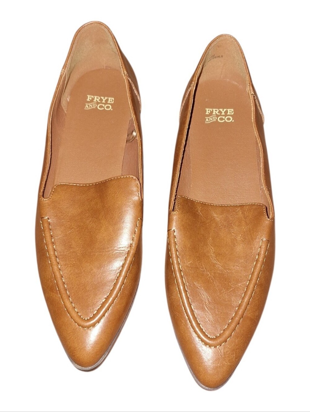 Frye and Co. Eira Pointed Toe Loafers Cognac Caramel Brown Flat 8.5